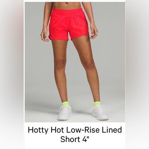 Never worn red lululemon shorts with liner